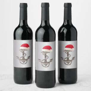 elegante ANCHOR + zilvergradiënt  Wijn Etiket