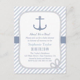 Elégante Ancre Nautique Douche bébé Invitations