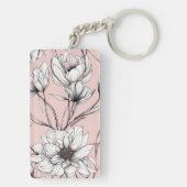 Elegante Anemone Bloemen Custom Naam Sleutelhanger (achterkant)