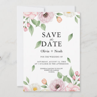 Elegante Anemoon Bloem Vallende Bladeren Trouwkaar Save The Date
