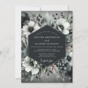 Elegante Anemoon Huwelijk met Houtskool Kaart
