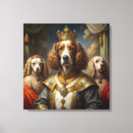 Elegante Animal Theme Royal Dogs Olieverfschilderi Canvas Afdruk