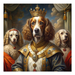 Elegante Animal Theme Royal Dogs Olieverfschilderi Foto Afdruk