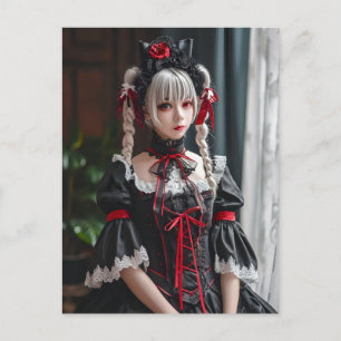 Elegante Anime Maid met Kattenoren Briefkaart