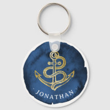 Elegante anker in waterverf nautische naam navybla