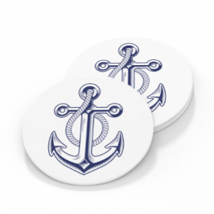 Elegante Anker Sailor Marine Blauw Nautische Bruil Ronde Kartonnen Onderzetter