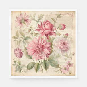 Elegante Antiek  Franse bloemencollage Servet