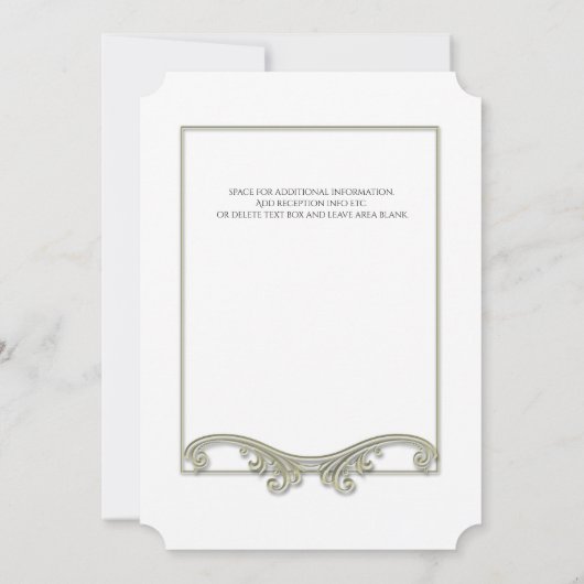 Elegante antiek gouden lijst bruiloft uitnodiging (Achterkant)