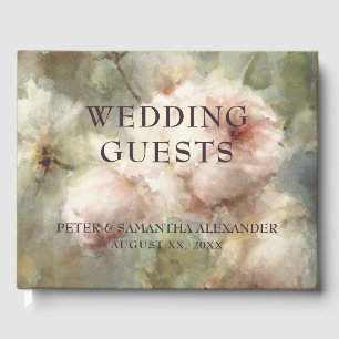 Elegante Antiek Rozen Zachte Roze Waterverf Bloeme Gastenboek