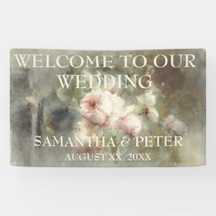 Elegante Antiek Rozen Zachte Roze Waterverf Bloeme Spandoek