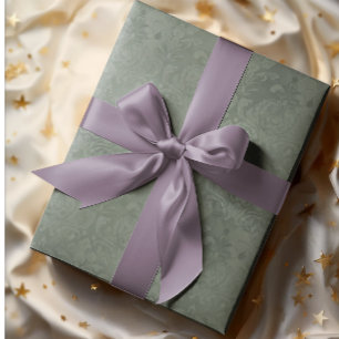 Elegante Antieke Damast Donkergrijs Groen Pijnboom Cadeaupapier