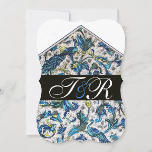 ELEGANTE ANTIEKE FLORENTIJNSE BLAUWE BLOEMEN MONOG KAART