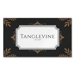 Elegante antieke gouden botanische zwarte formele magnetisch visitekaartje