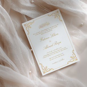 Elegante Antieke Gouden Lijst Nikah Ceremonie Kaart