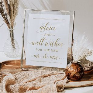 Elegante antieke gouden script trouwwensen poster