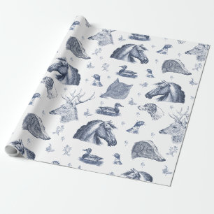 Elegante Antieke Paard Engels Land Jachtstijl Cadeaupapier
