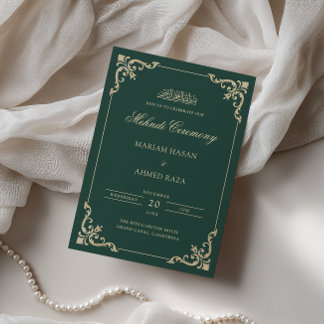 Elegante antieke smaragdgroene gouden Mehndi-cerem Kaart