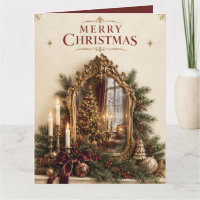 Elegante Antieke Spiegel Kerstmis, Vintage Europes
