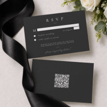 Elegante Antraciet Zwarte Minimalistische Trouw-QR