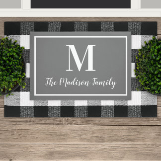 Elegante antracietgrijze op maat gemaakte monogram deurmat