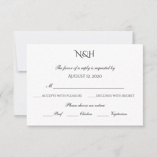 Elegante antwoordkaart met keuzes RSVP kaartje (Voorkant)