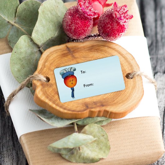 Elegante Apple Head Lady Feather Pet Gift Label