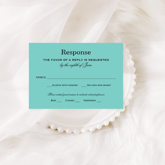 Elegante Aqua Blue bruiloft RSVP Kaartje