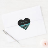 Elegante Aqua Blue Damask "Dank je" Stickers (Envelop)