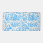 Elegante  aqua blue toile de jouy bureaumat (Voorkant)