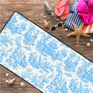 Elegante  aqua blue toile de jouy bureaumat