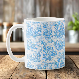 Elegante aqua blue toile de jouy koffiemok