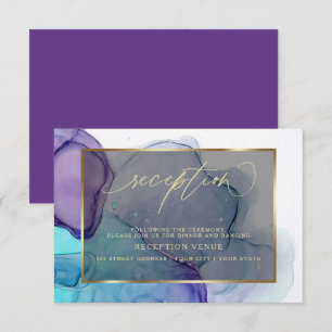 Elegante Aqua en Deep Purple Ontvangst Uitnodiging