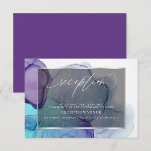 Elegante Aqua en Deep Purple Ontvangst Uitnodiging