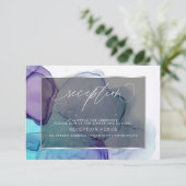 Elegante Aqua en Dieproze Ontvangst Uitnodiging (Staand voorkant)