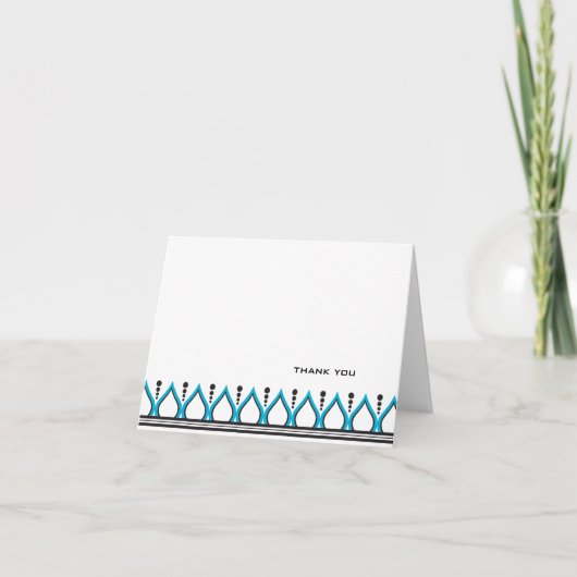 Elegante aqua en zwarte notakaarten bedankkaart (Voorkant)