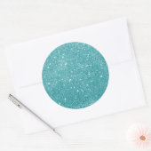 Elegante Aqua Glitter Ronde Sticker (Envelop)