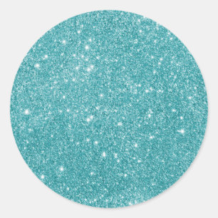 Elegante Aqua Glitter Ronde Sticker