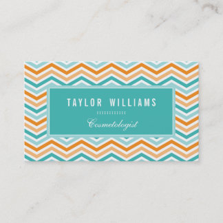 Elegante, Aqua Turquoise & Oranje Chevron Visitekaartje