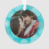 Elégante Aqua Turquoise White Winter Snowflakes Ph (dos)