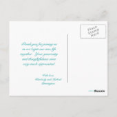 Elegante aqua wervelingen bruiloft dank u briefkaa briefkaart (Achterkant)