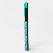 Elegante Aqua Zilveren Damast Diamanten Boog Monog Case-Mate iPhone Case (Achterkant/links)