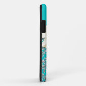 Elegante Aqua Zilveren Damast Diamanten Boog Monog Case-Mate iPhone Case (Achterkant/rechts)