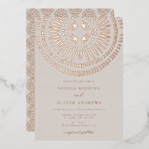 Elegante Aquarel Art Deco Tropische Bruiloft Folie Uitnodiging