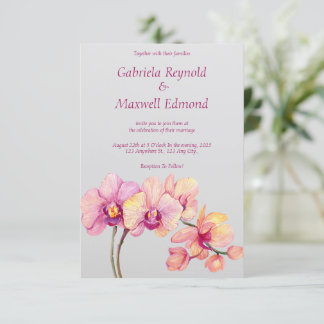 Elegante Aquarel Bloemen Orchideeën Bruiloft Kaart