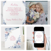 Elegante aquarel bloemende Moederdag herinnering Kaart
