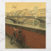 Elegante Aquarel Florence Ponte Vecchio Wijn Etiket (Enkel label)