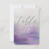 Elegante Aquarel in Orchidee Huwelijk Tafelnummer (Achterkant)