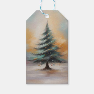 Elegante aquarel kerstboom cadeau Label Cadeaulabel