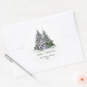 Elegante aquarel kerstboom ronde sticker (Envelop)