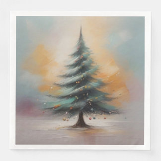 Elegante aquarel kerstboom servet
